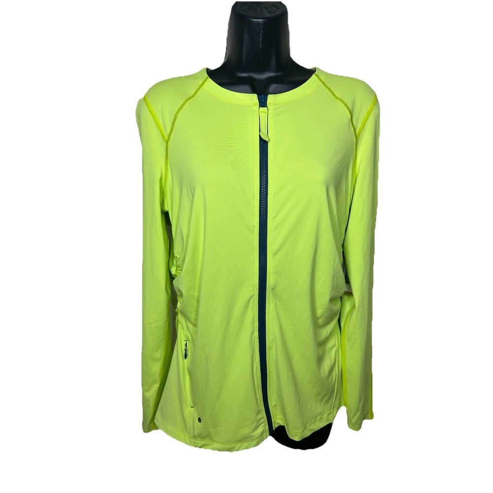 Title Nine Svelte Sunbuster Zip Top M UV Protection Citron Yellow Jacket NWT